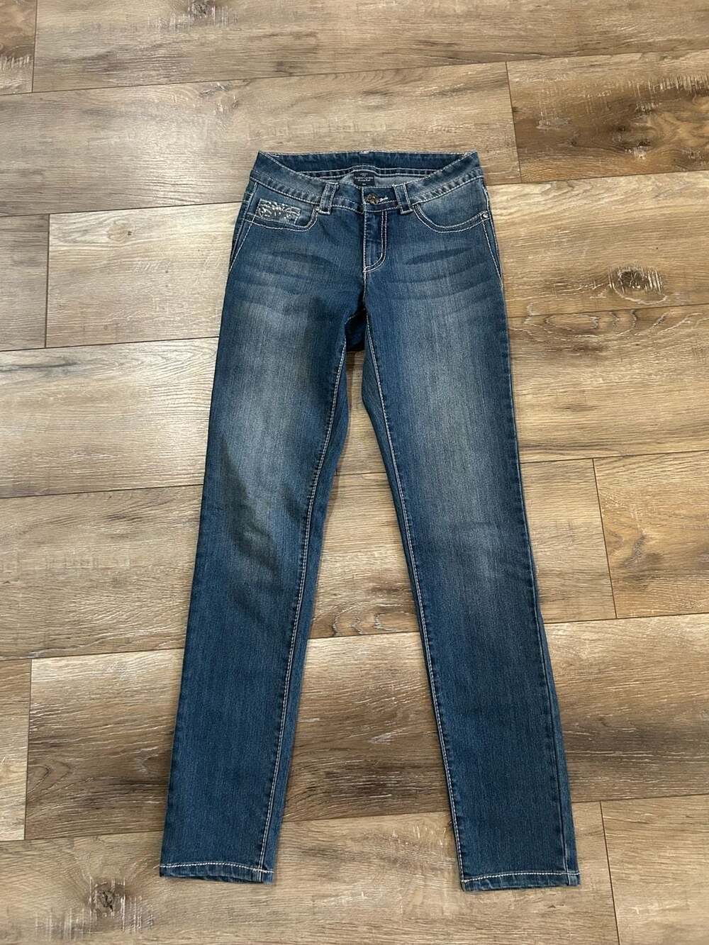 Faded Glory Embroidered Rhinestone Embellished Skinny Jeans Size 4A